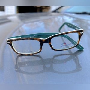 Plastic eyeglass frames. Tort and teal new w spring hinges. Small size!